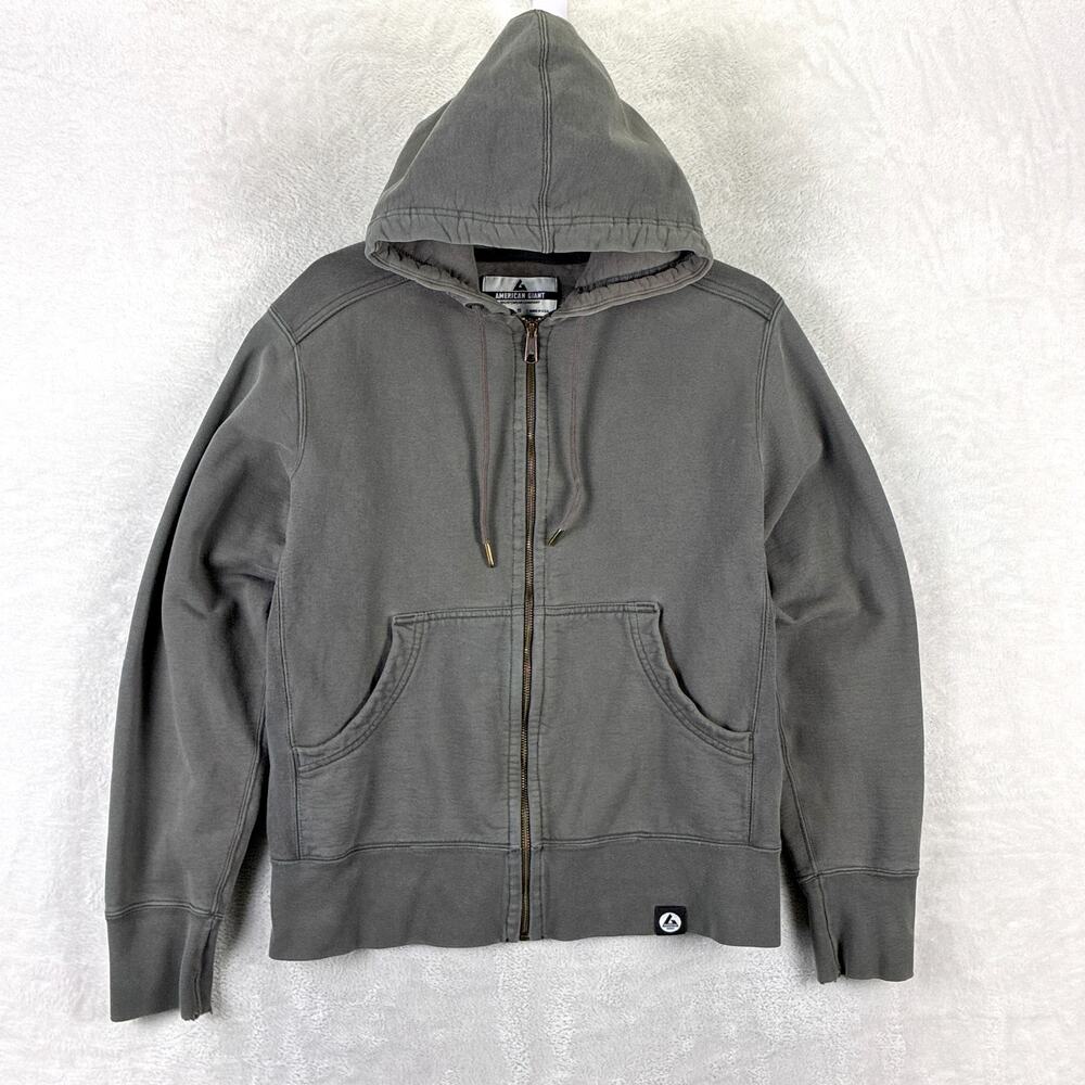 American Giant Hoodie Mens S Gray Full Zip Heavyweight Preppy Gym Streetwear USA